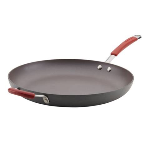 Rachael Ray Cucina Hard Anodized 14" Open Skillet With Helper Handle Cranberry Red : Target