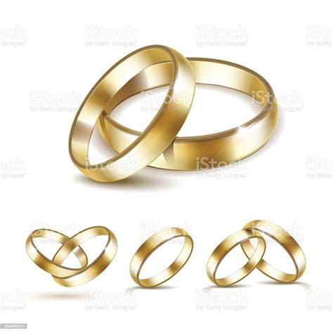 Vector Set Of Gold Wedding Rings Isolated Stock Illustration - Download ...