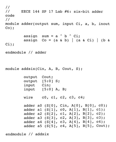 Solved EECE 144 Lab #6: 4-bit Adder/subtractor in Verilog | Chegg.com