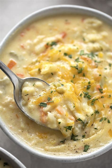 #cauliflower #Cheesy #soup Easy, cheesy cauliflower soup is packed full of veggies and ready to ...