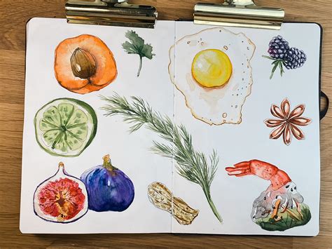 Watercolor food illustration sketchbook on Behance