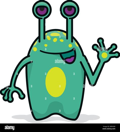 Friendly waving alien cartoon character isolated vector illustration for Alien Day on April 26th ...