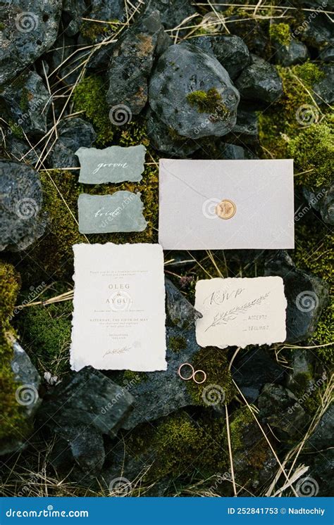 Invitations and Cards with Inscriptions. Inscription: Groom, Bride Stock Image - Image of rings ...