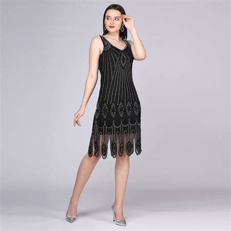 Black + Silver Art Deco Flapper Dress | Deco Shop