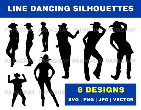 Line Dancing Silhouette Pack 8 Designs Digital Download - Etsy