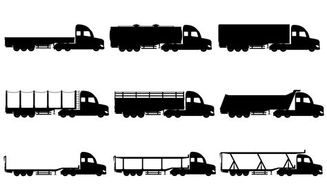 set icons trucks semi trailer black silhouette vector illustration 516222 Vector Art at Vecteezy