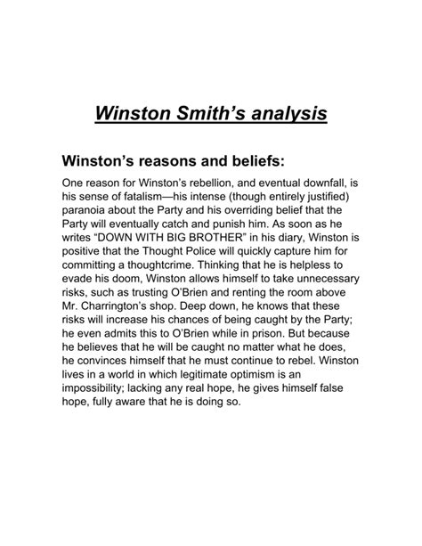 Winston Smith Analysis