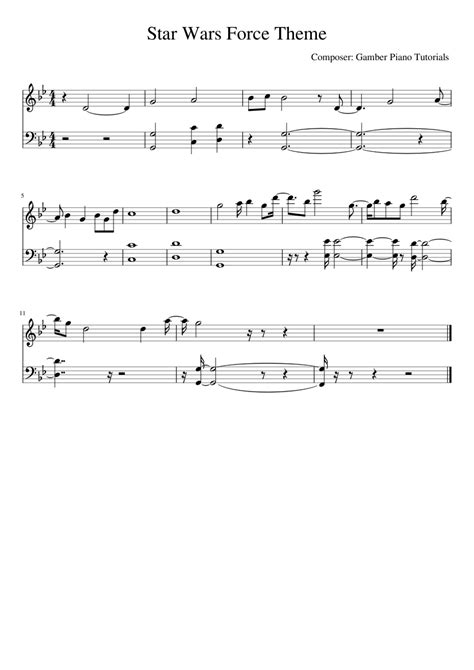 14++ Force theme piano sheet music information · Music Note Download