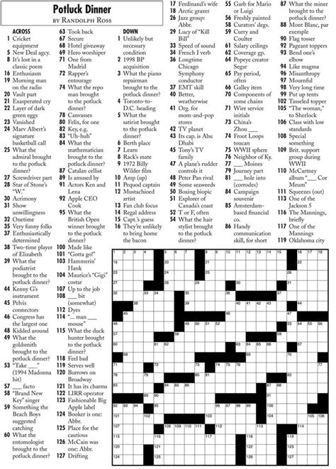 Printable Wall Street Journal Crossword Puzzle - Printable JD