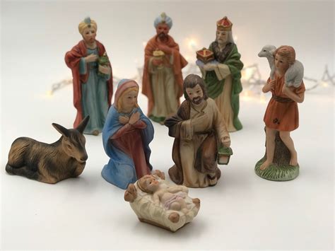 Vintage Nativity Set, Homco China Nativity, Collectible Ceramic painted Figurines, Christmas ...