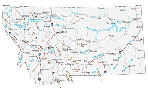 Map of Montana - Cities and Roads - GIS Geography