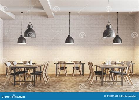 White brick cafe interior stock illustration. Illustration of background - 110091603