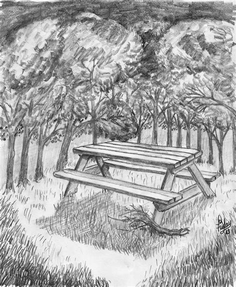 Picnic Table Sketch at PaintingValley.com | Explore collection of ...