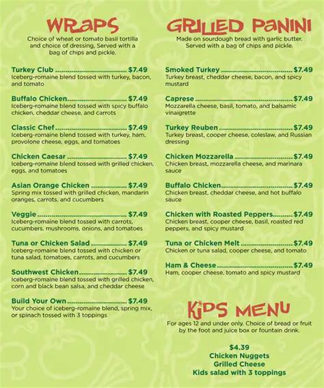 Field of Greens Menu, Menu for Field of Greens, Mooresville, Charlotte ...