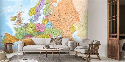 Political Europe Map Wallpaper Mural | Wallsauce US