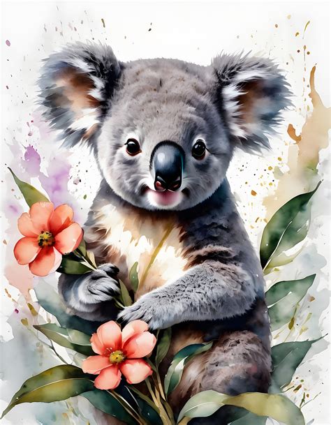 Cute Koala Bear And Flowers Free Stock Photo - Public Domain Pictures