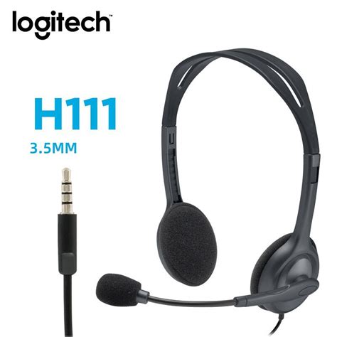 Logitech H110 / H111 Office Stereo Headset with Microphone Wired 3.5mm Noise Cancelling ...
