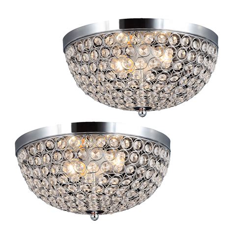 Elegant Designs 2 Light Elipse Crystal Flush Mount Ceiling Light 2 Pack ...