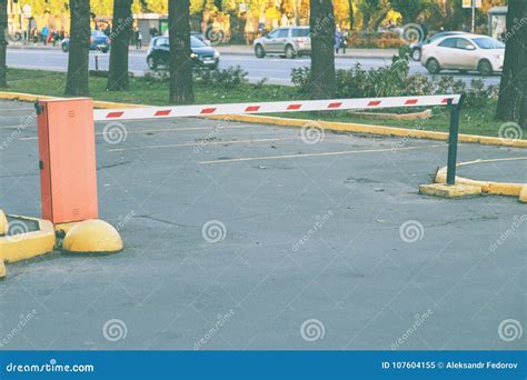 Barrier in the parking lot stock image. Image of sign - 107604155