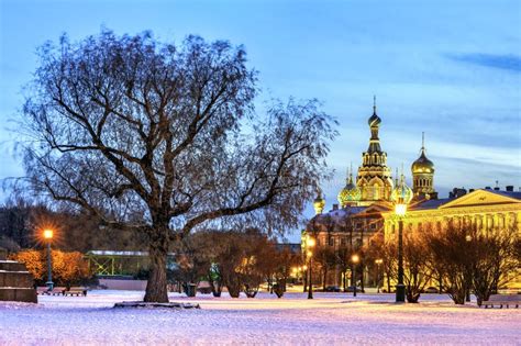 St Petersburg in Winter, Evening Cityscape Stock Photo - Image of snow ...