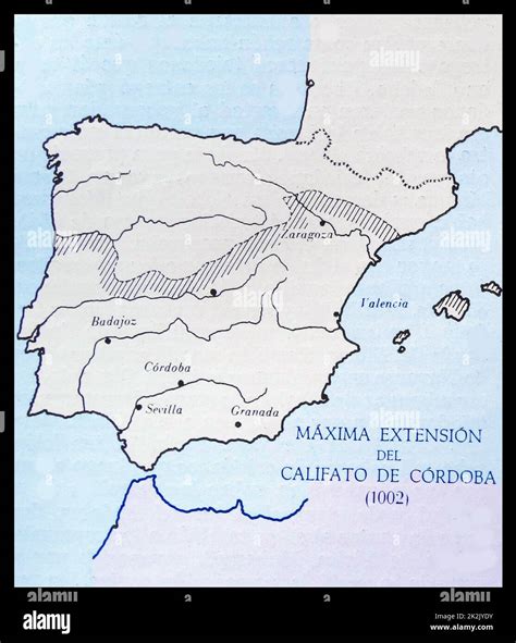 Spanish map showing the Islamic Caliphate of Cordoba which ruled two ...