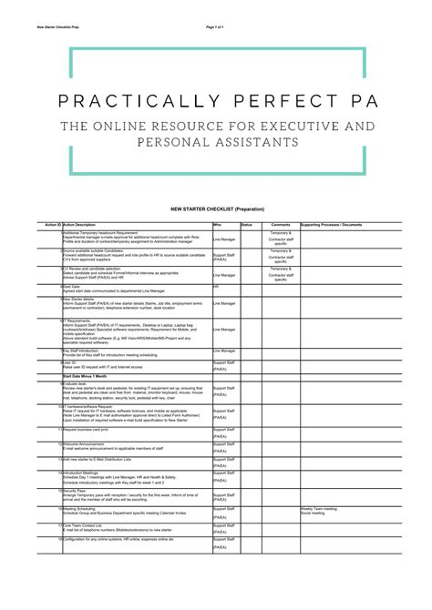 New Starter Checklist