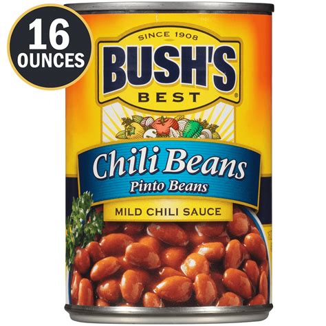 BUSHS Chili Beans Pinto Beans in Mild Chili Sauce Canned Beans 16 Oz - Walmart.com - Walmart.com