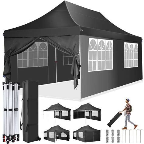 COBIZI 10x20 Pop Up Canopy Tent with 6 Sidewalls, Commercial Party Tents for Parties, Easy Up ...