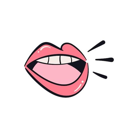 Premium Vector | Lips mouth talking hand drawn sticker design cartoon ...