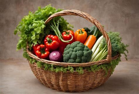 Premium AI Image | Basket with organic farm vegetables