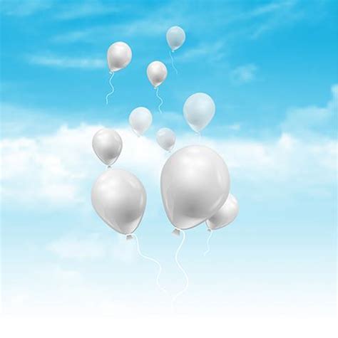 Balloons floating in a blue sky with fluffy white clouds 191781 Vector ...