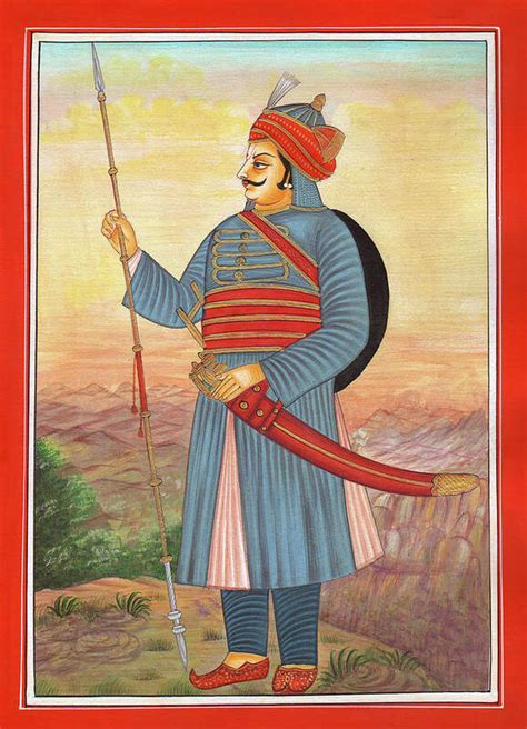 Maharana Pratap Royal Rajput King Indian Miniature Watercolor Painting Great Warrior Poster by ...