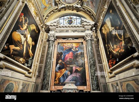 Italy, Rome, Santa Maria del Popolo, Cappella Cerasi, Caravaggio Crocifissione di Pietro ...