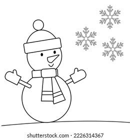 Cute Snowman Snowflakes Coloring Page Stock Vector (Royalty Free ...