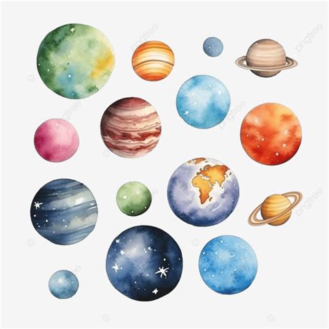 Earth Watercolor Watercolor Illustration With Solar System Planets ...