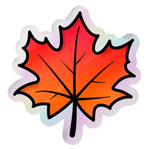 Red Maple Leaf Sticker With Rainbow Effect, Maple Leaf, Sticker ...