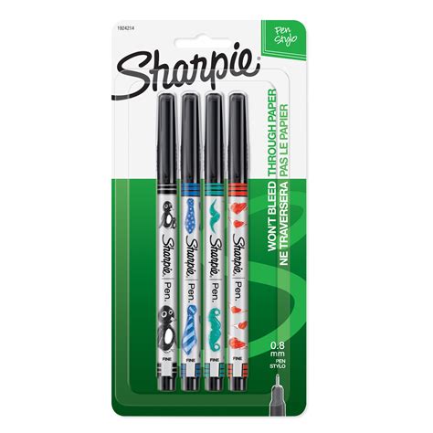 Sharpie Fine Point Pens, 0.8 mm, Assorted Colors, 4 Count - Walmart.com