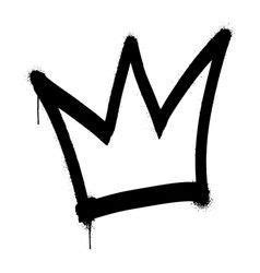 a black and white drawing of a crown with paint splatters on it's sides