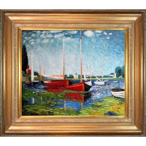 Tori Home Red Boats at Argenteuil by Monet Framed Hand Painted Oil on ...