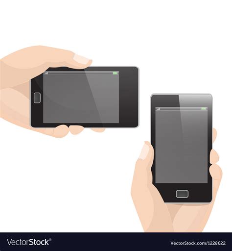 Vertical and horizontal smart phone with hand Vector Image