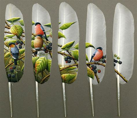 Feather Painting - Art on Feather - Design Swan