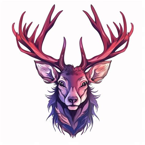 Premium AI Image | A deer head with antlers and a purple background.