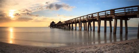 Naples Pier on the Beach at Sunset Stock Image - Image of southwest, florida: 107628017