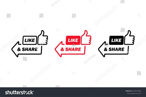 Like Share Button Set Social Media Stock Vector (Royalty Free) 1827019895