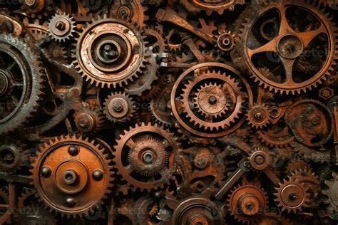 Steampunk cogs gears rust background wallpaper. 23378064 Stock Photo at Vecteezy