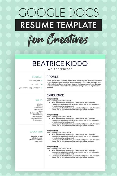 Simple Google Docs Resume Template One Page Resume Plus | Etsy | One page resume, Resume ...