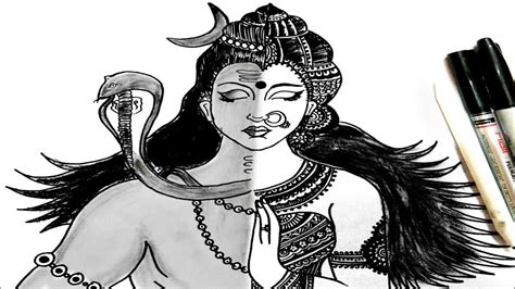 How to draw Shiv Ji and Parvati Ji, Maha Shivratri Special || Shiv Parvati Drawing - Step by ...