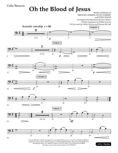 Oh The Blood Of Jesus (Choral Anthem SATB) Cello Sheet Music PDF (Lifeway Choral / Arr. Kent ...