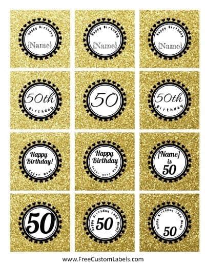 50th Birthday Cupcake Toppers - Free and Customizable