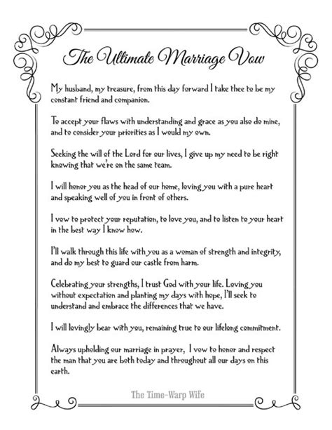 Free Printable - The Ultimate Marriage Vow - Time-Warp Wife